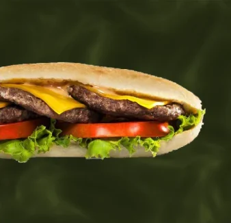 Américain — Double steak 45 g, cheddar ou mozza, crudités